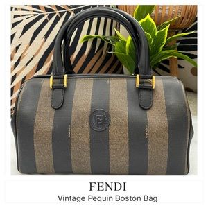 Fendi Vintage Pequin Boston Bag